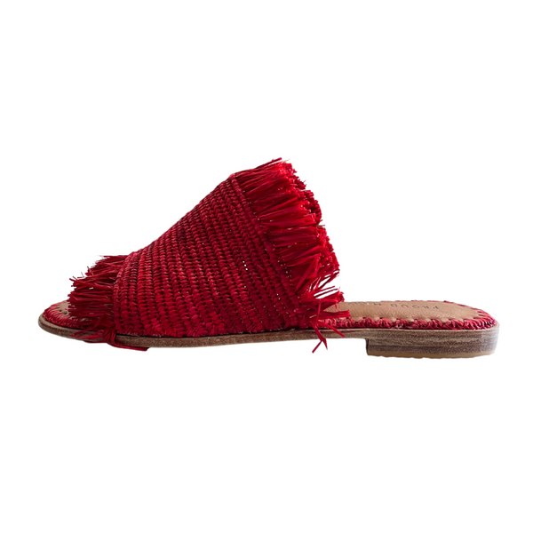 Red 2025 fringe sandals