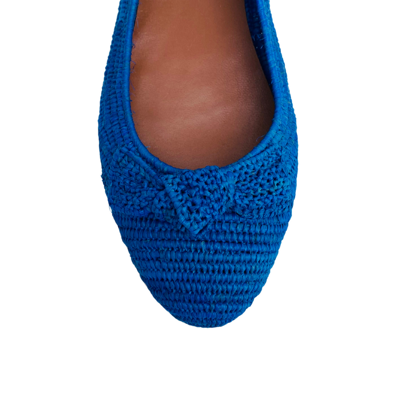 Raffia Ballet Flats (Blue)